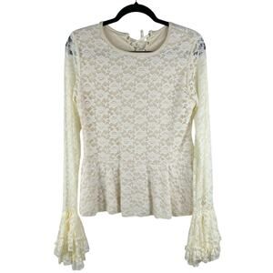 Burleska Betrothal Lace Bell Sleeve Top Ruffled Victorian Style Size L NWT
